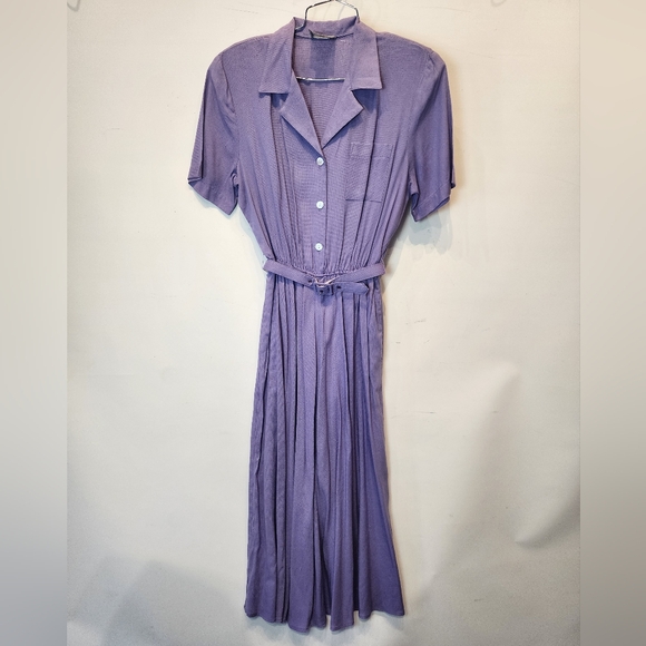 90s Vintage Lavender Carol Anderson Midi Dress - Picture 2 of 8